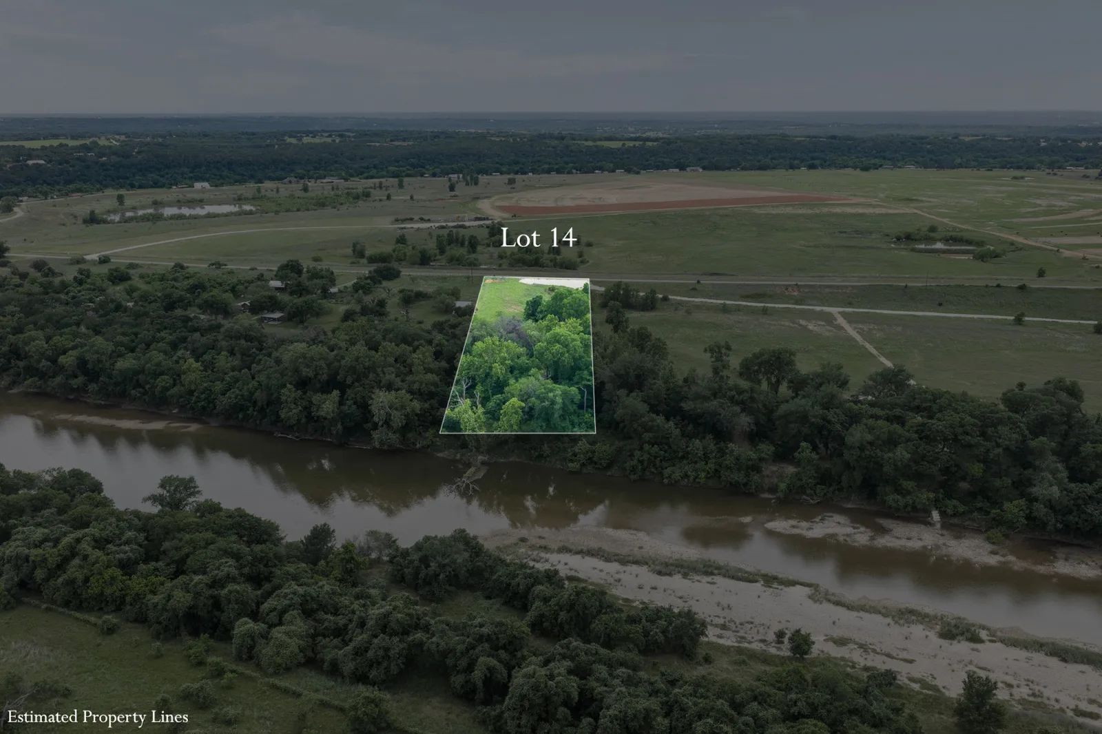 Brazos River Ranch Lot 14 boundaries — riverfront acreage for sale in Granbury, TX