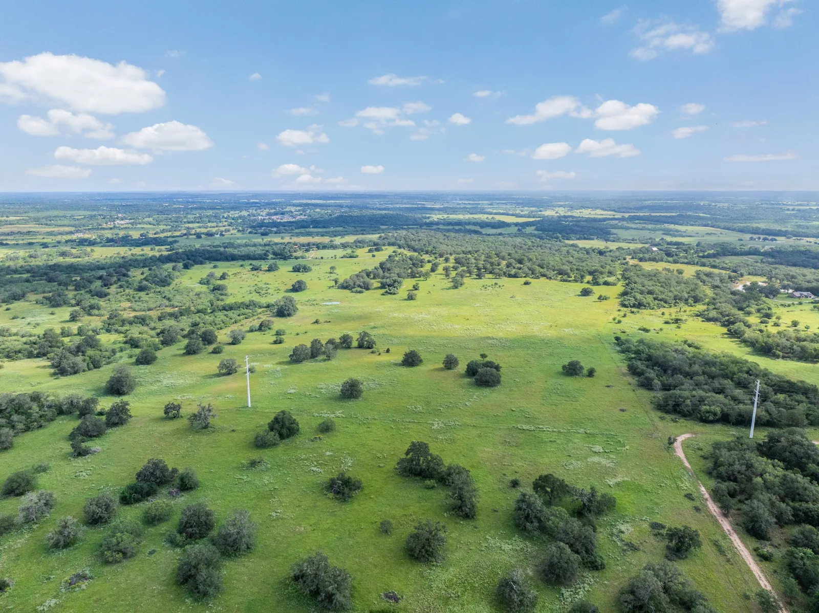 Green Texas ranch land under a big sky — contact La Tierra Realty