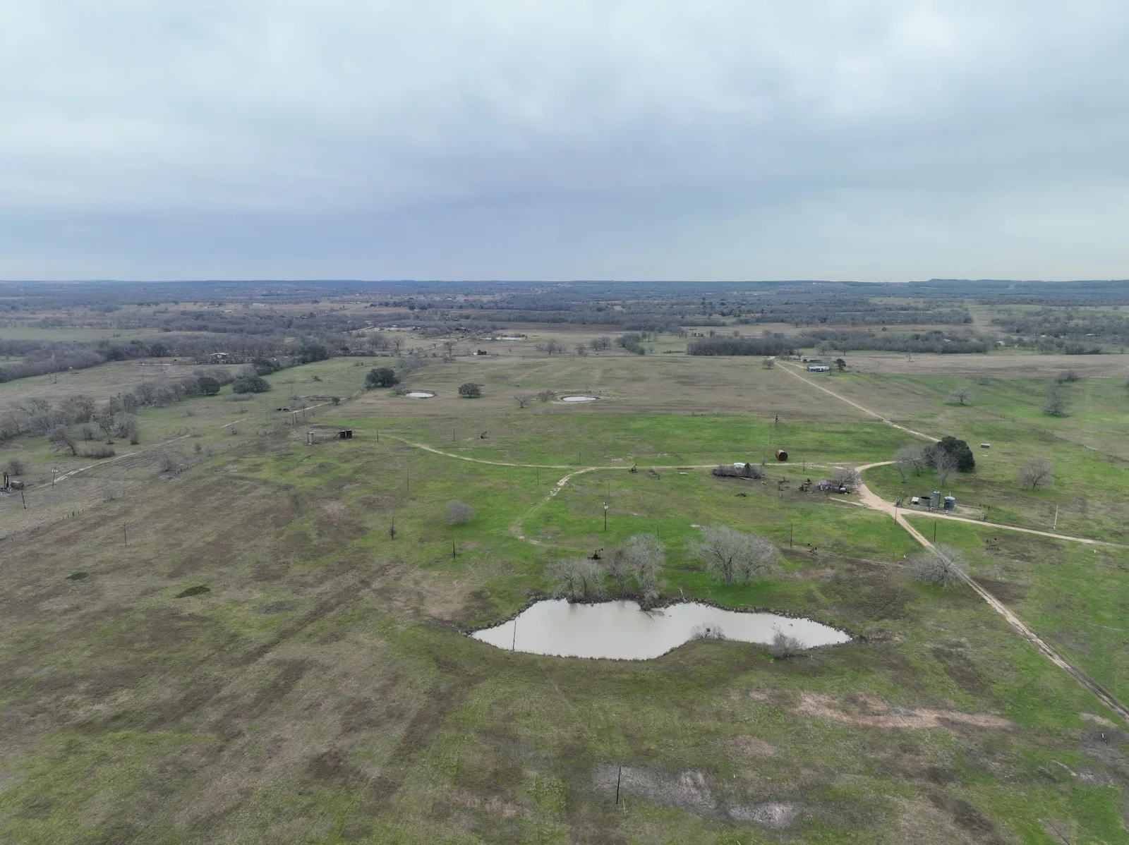Plum Creek aerial view — 10+ acres for sale in Lockhart, TX, Texas