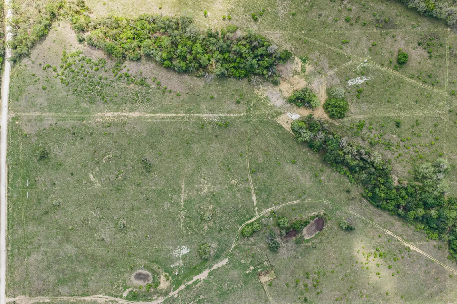 Tenney Creek Ranch aerial view — 10.5-12.5 acres for sale in Dale, TX, Texas
